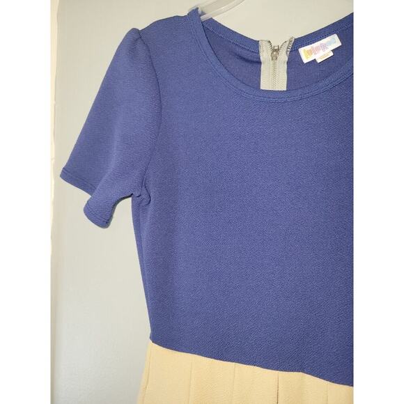 LulaRoe Amelia Womens XS Fit Flare Back Zip Colorblock Short Sleeve Knee Dress - Picture 5 of 15